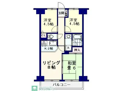弥生町リバーサイドマンション(3DK/7階)の間取り写真