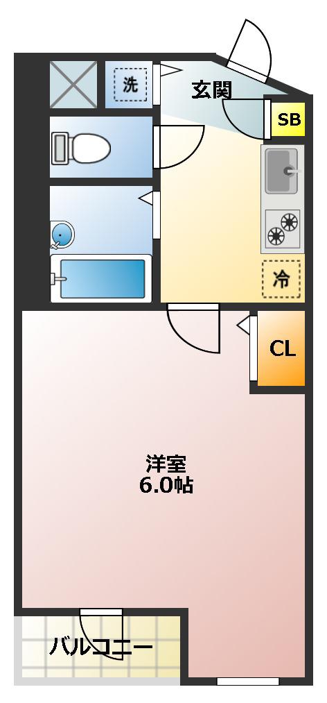 エイブル上板橋(1K/2階)の間取り写真