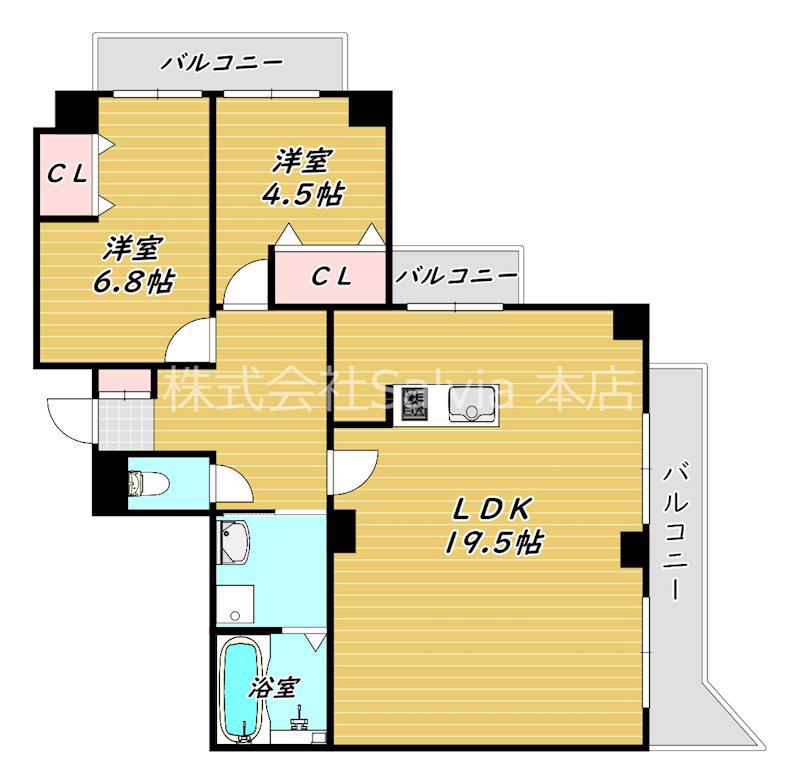 アビアランス平岡(2LDK/3階)の間取り写真