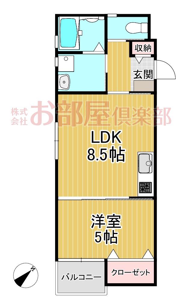 ティーレグノ羽犬塚(1LDK/2階)の間取り写真