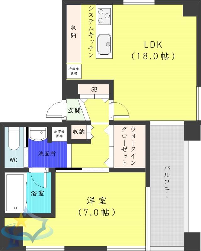 アルファスクエア大通西17(1LDK/8階)の間取り写真