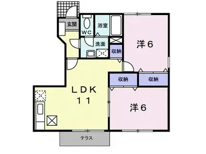 プレジオ B(2LDK/1階)の間取り写真