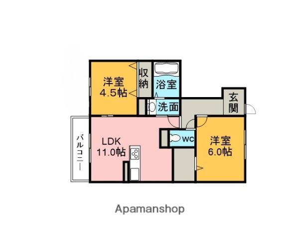 パストラル(2LDK/1階)の間取り写真
