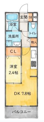 RIFF石橋阪大前(1DK/2階)の間取り写真