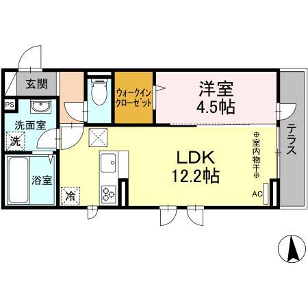 DーROOM DEARCOURT 幸町 III(1LDK/1階)の間取り写真