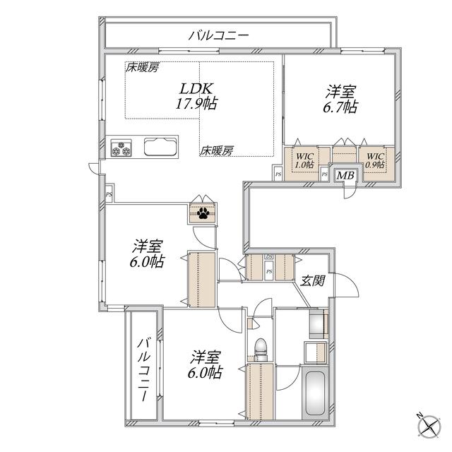 ENCORE MANOR (3LDK/2階)の間取り写真
