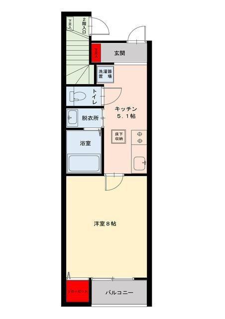 クリスタル(1K/1階)の間取り写真