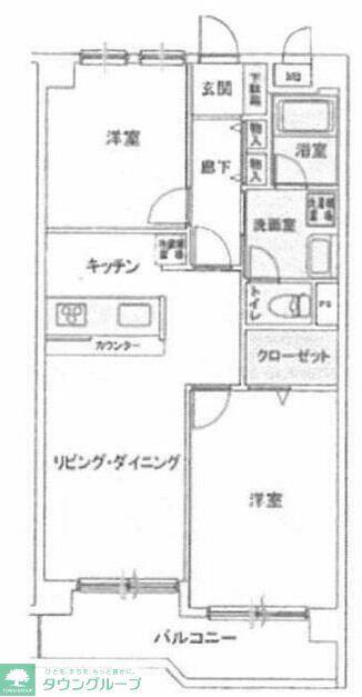 グリセーヌ新川崎(2LDK/2階)の間取り写真