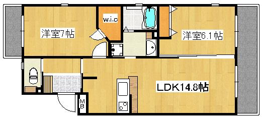 BLUEBELL春日原(2LDK/2階)の間取り写真
