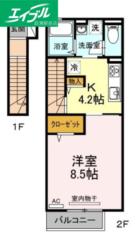 アデランテ(1K/2階)の間取り写真