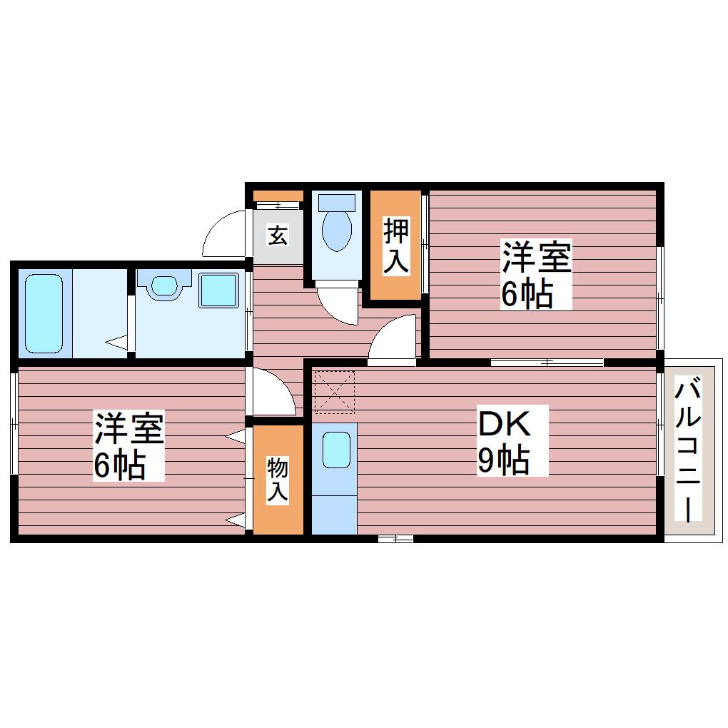 シェランジュ(2DK/2階)の間取り写真