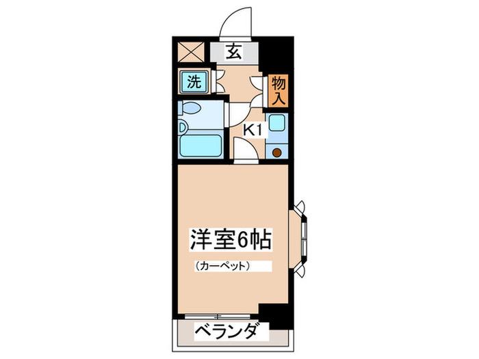 クリオ淵野辺壱番館(1K/6階)の間取り写真