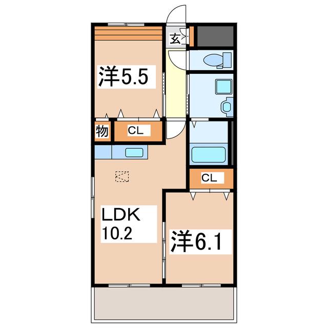 エル・ドラード引水(2LDK/2階)の間取り写真