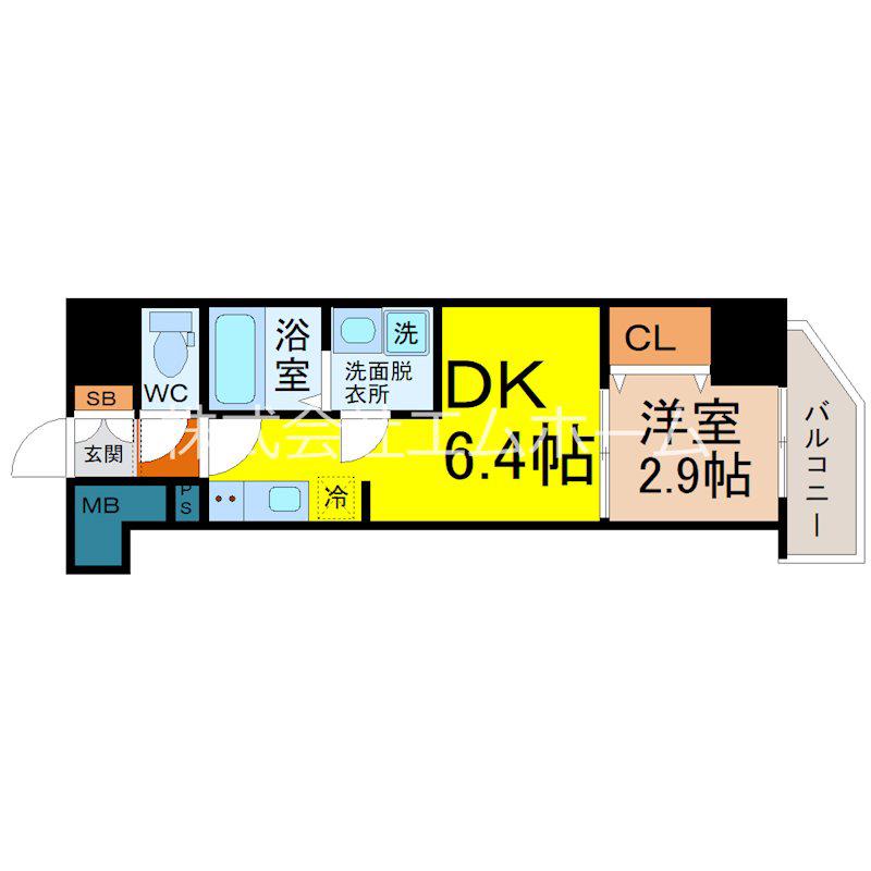 CREST TAPP名古屋山王(1DK/3階)の間取り写真