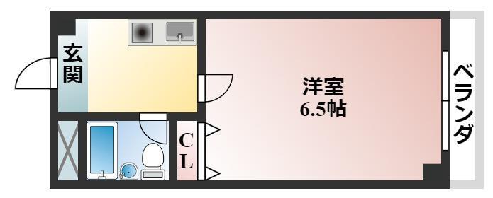 OMレジデンス八戸ノ里(1K/2階)の間取り写真