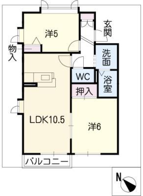 メゾンセフィラ B棟(2LDK/2階)の間取り写真