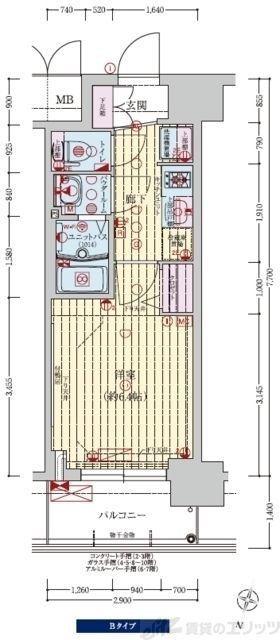 プレサンス新大阪イオリア(1K/4階)の間取り写真