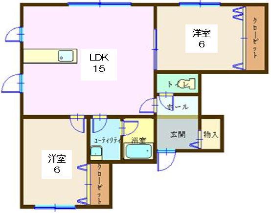 ウェンディクレセントIII(2LDK/2階)の間取り写真
