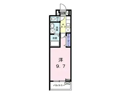 ソレアード・カミノ(1K/2階)の間取り写真