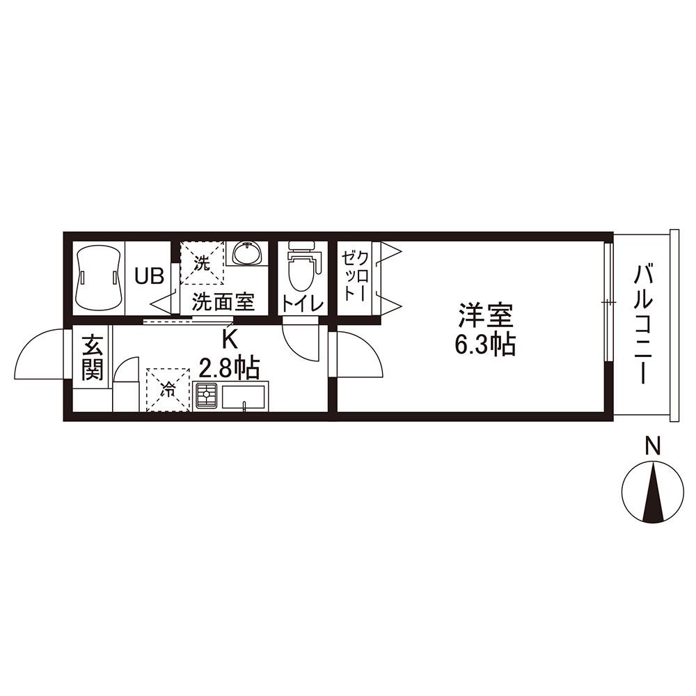 CONTECASA弘明寺(1K/3階)の間取り写真
