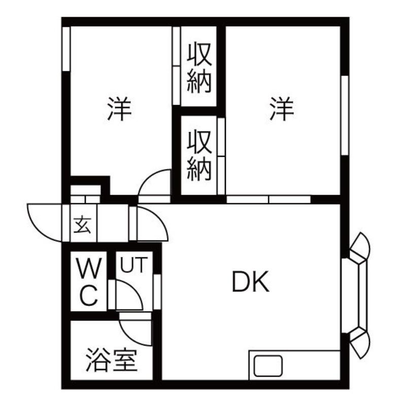 メゾンドヒル33(2DK/2階)の間取り写真