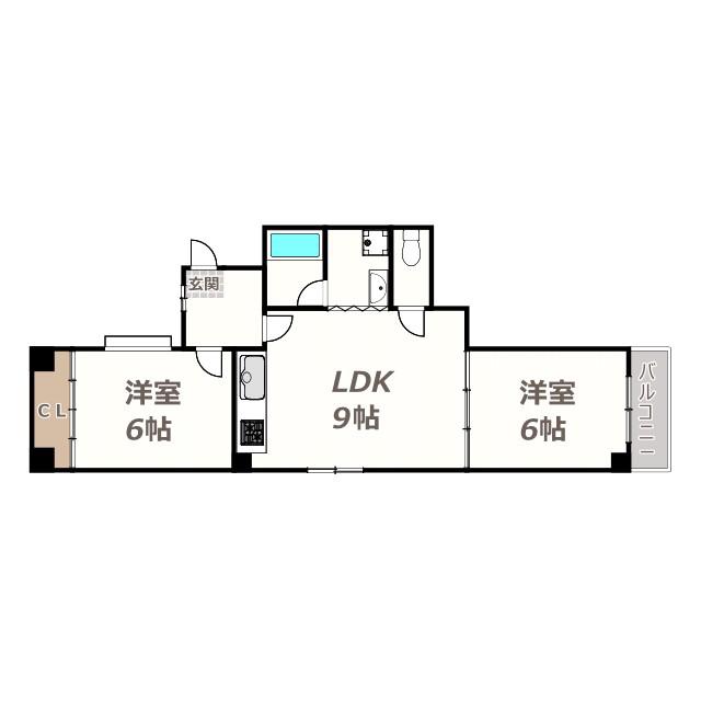 協和産業ビル(2LDK/4階)の間取り写真