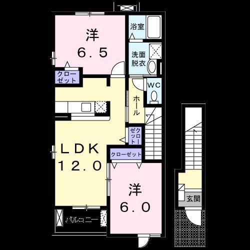 マイスター青山(2LDK/2階)の間取り写真