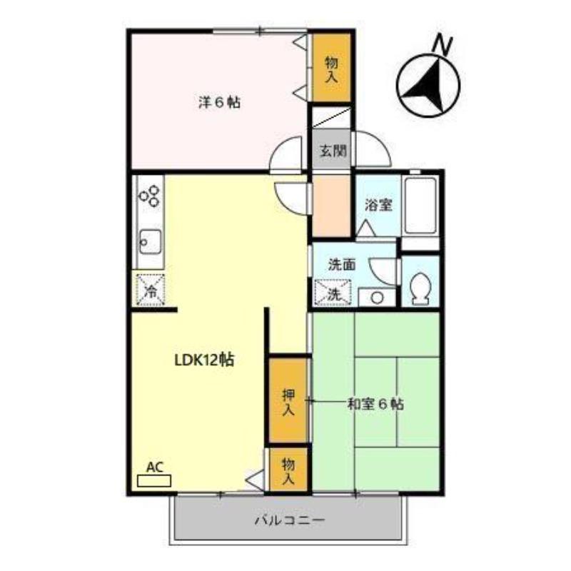 クレセントハイム(2LDK/1階)の間取り写真