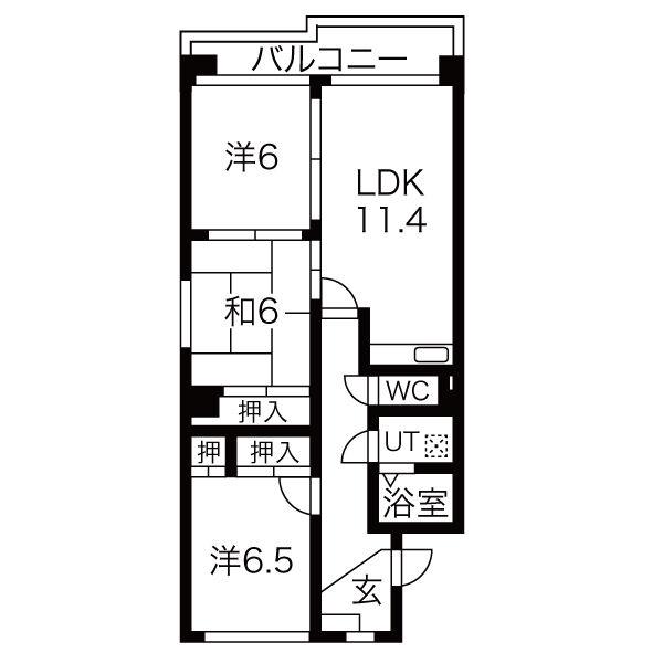 サンメゾン勢子坊(3LDK/3階)の間取り写真