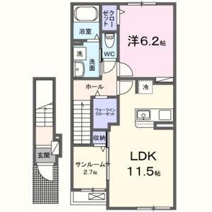 スペランザ ヴェルデ(1LDK/2階)の間取り写真