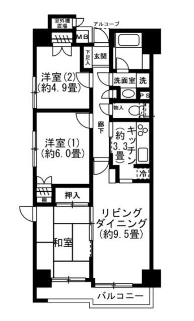 藤和シティコープ町屋II(3LDK/3階)の間取り写真
