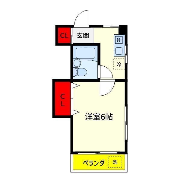 レジデンス伊藤(1K/4階)の間取り写真