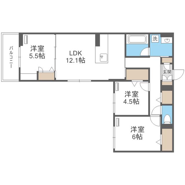TORISIA T サウス(3LDK/2階)の間取り写真