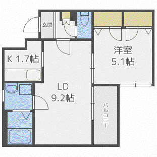 プレスタール(1LDK/1階)の間取り写真