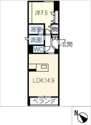 ハレレア(1LDK/2階)の間取り写真