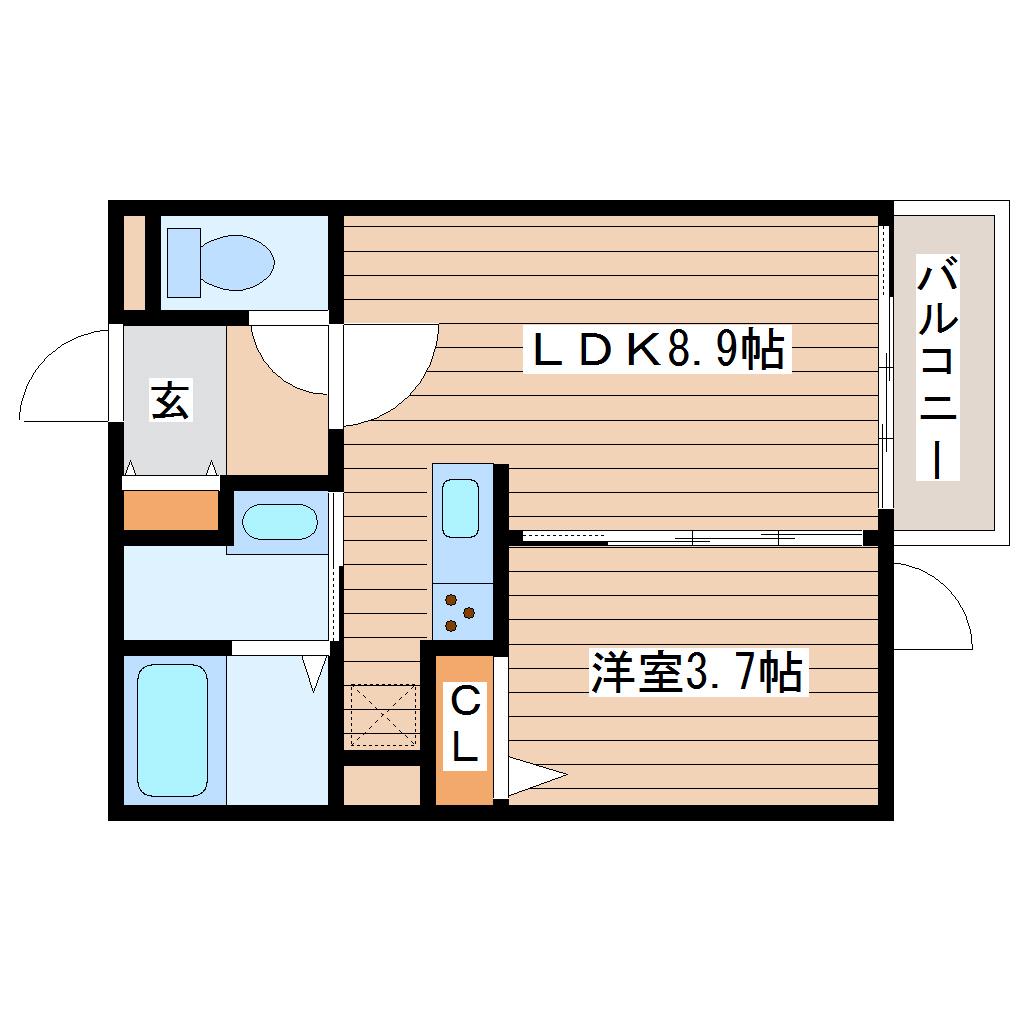 ウェルシャトー旭ヶ丘1番館(1LDK/2階)の間取り写真