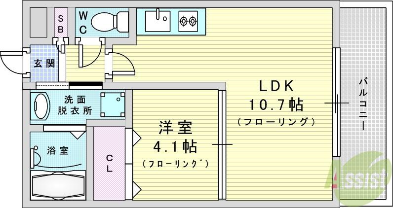 プレジオ御幣島(1LDK/12階)の間取り写真
