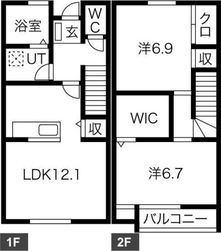 ボヌールB棟(2LDK/1階)の間取り写真