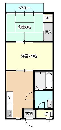 ＪＲ舞鶴線 東舞鶴駅 徒歩20分 2階建 築30年(2DK/2階)の間取り写真
