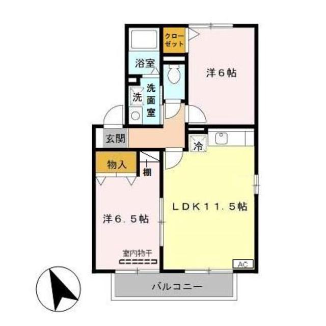 ジュネス高師浜(2LDK/2階)の間取り写真