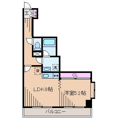 大倉山壱番館(1LDK/4階)の間取り写真