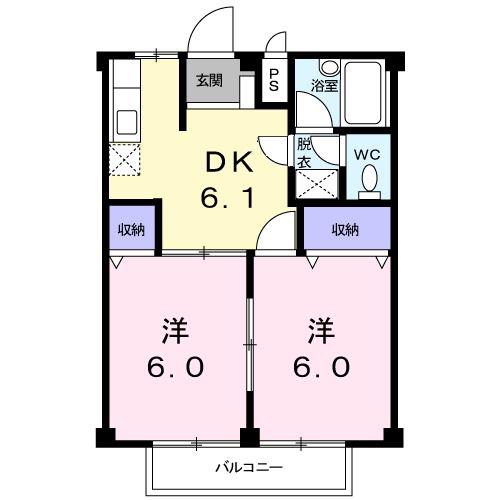 パレラフォーレ(2DK/1階)の間取り写真