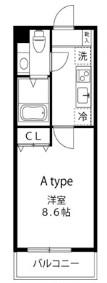 LOCS SHINYURIGAOKA(1K/3階)の間取り写真
