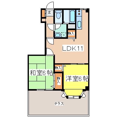 あさひのハイツ(2LDK/1階)の間取り写真