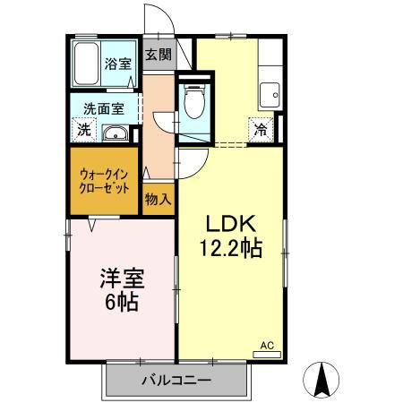 エスポワール・ダイワ C棟(1LDK/2階)の間取り写真