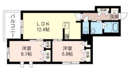 ラディーチェ(2LDK/2階)の間取り写真