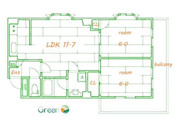 パールハイツ2(2LDK/2階)の間取り写真