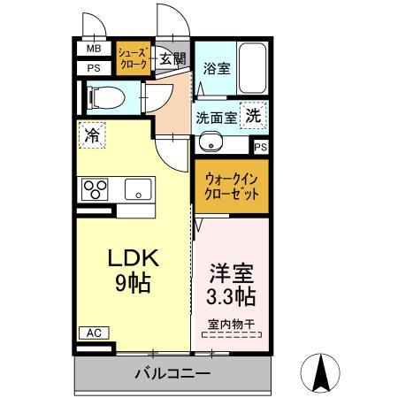 イーストガーデン(1LDK/2階)の間取り写真