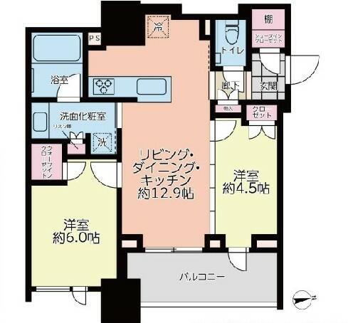 クラッシィハウス大手町(2LDK/2階)の間取り写真