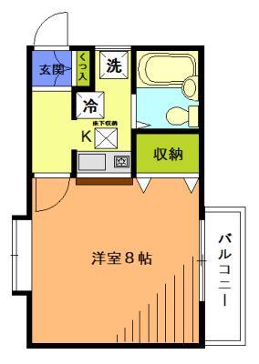 グリーンヒルズ上用賀(1K/1階)の間取り写真